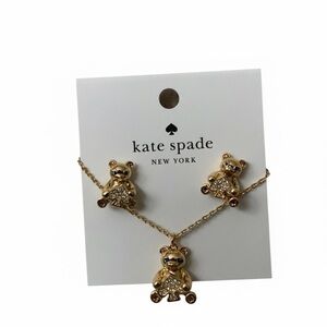 Kate Spade Gold Bear Necklace and Earrings